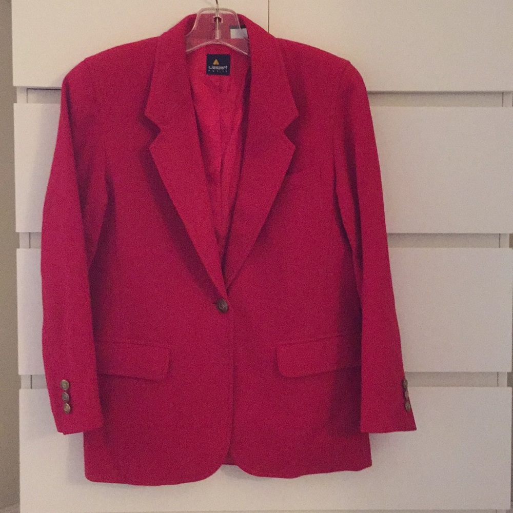 LizSport red 100%wool jacket